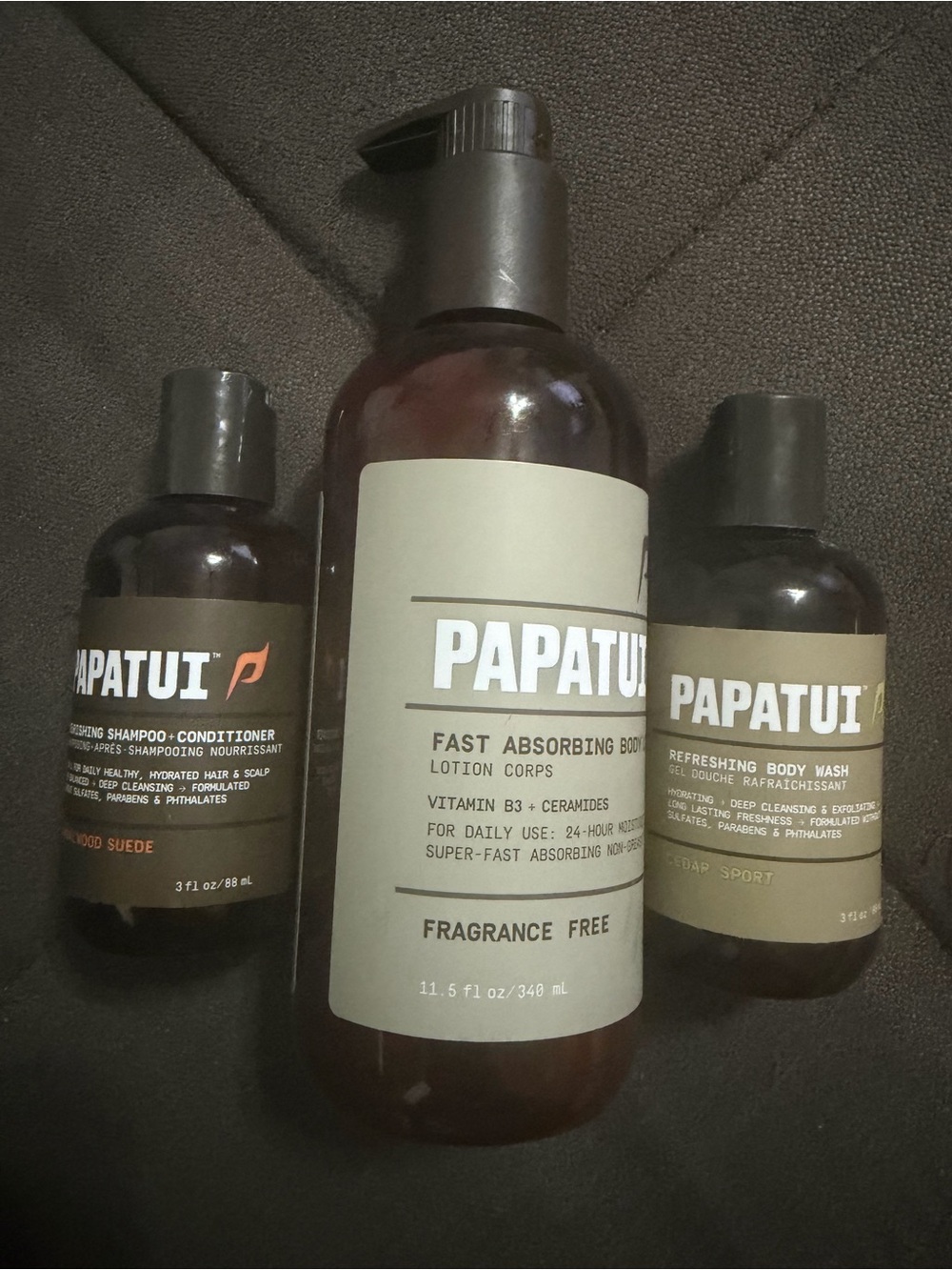 Papatui Men’s Grooming Bundle 3 Piece Body Wash, 2-in-1 Shampoo Condit & lotion